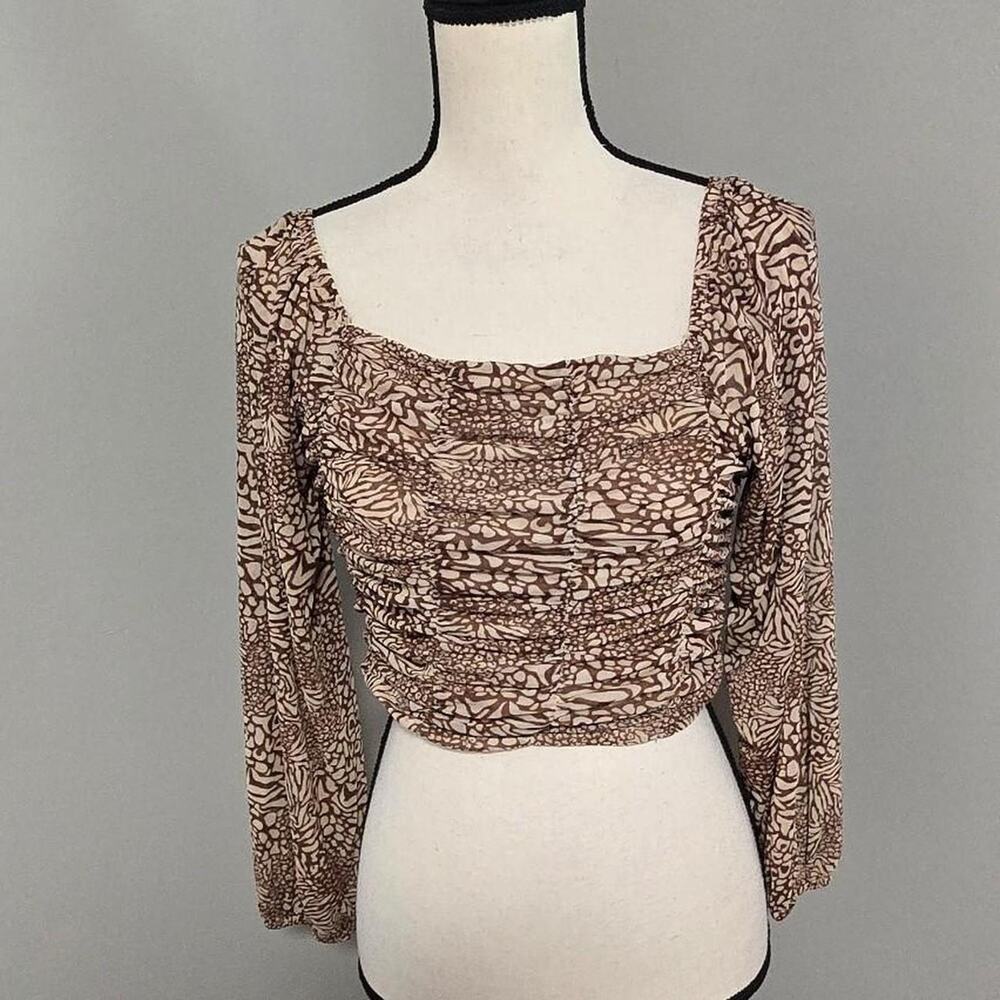 almost famous crop long sleeve mesh top y2k medium